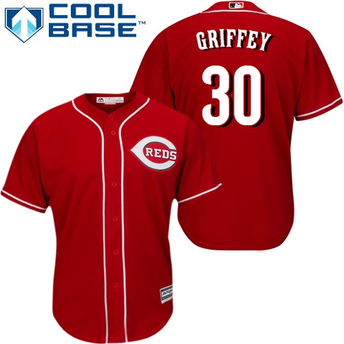 Reds #30 Ken Griffey Red Cool Base Stitched Youth MLB Jersey - Click Image to Close
